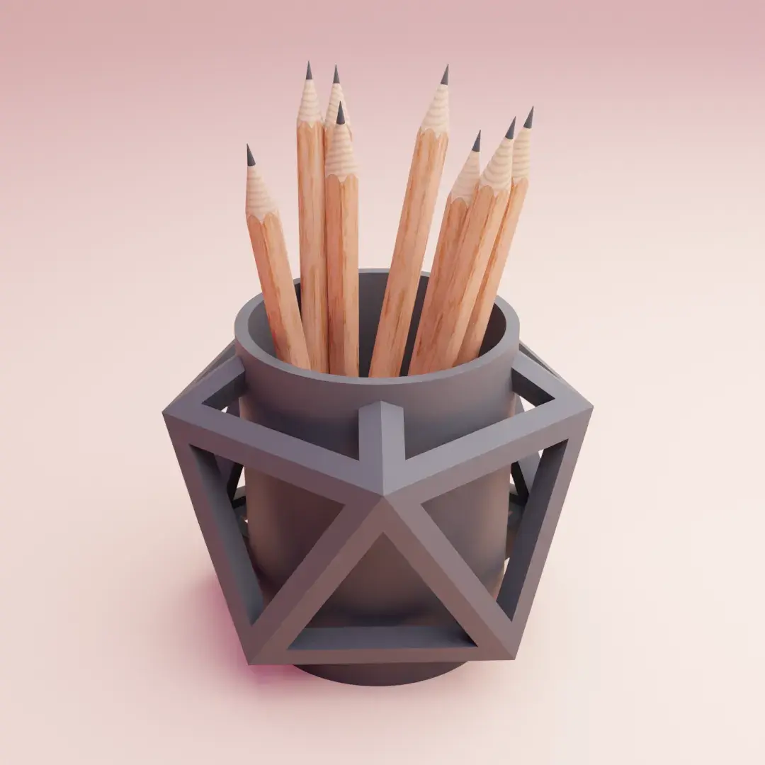 pencil holder desk organizer geometric icosahedron
