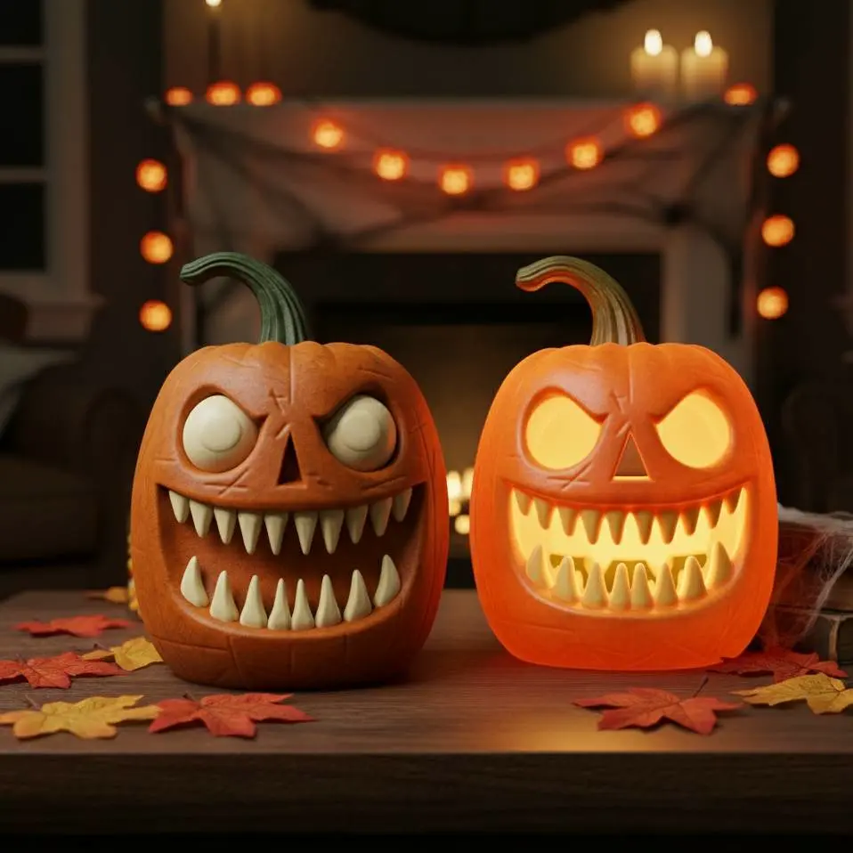 Monster Pumpkin for Halloween  -Lamp $ Decor