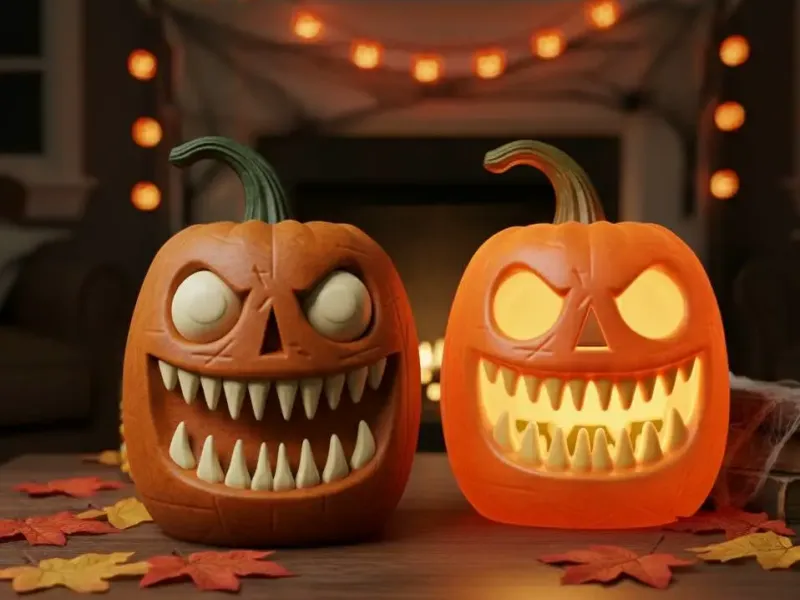 Monster Pumpkin for Halloween  -Lamp $ Decor