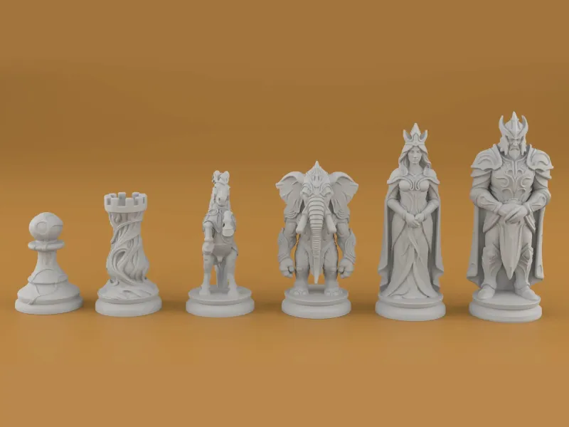 Organic Chess Set STL Artistic 3D Printable Design