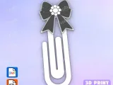 Paperclip Black bow with pearl - bookmark-1