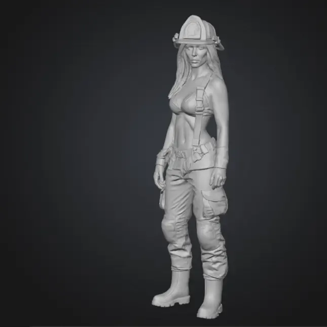 Female Fire Fighter no shirt