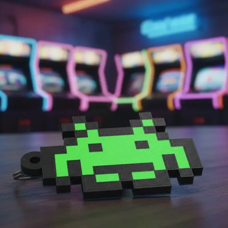 Space Invader Alien Keychain