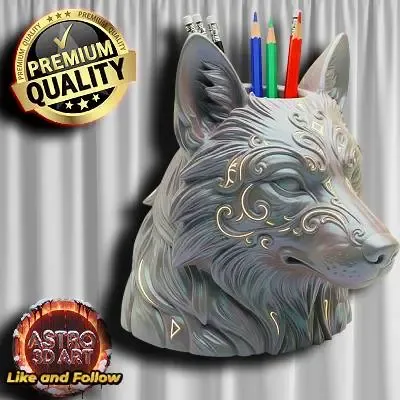 Viking Wolf Fantasy Pencil holder ❤️