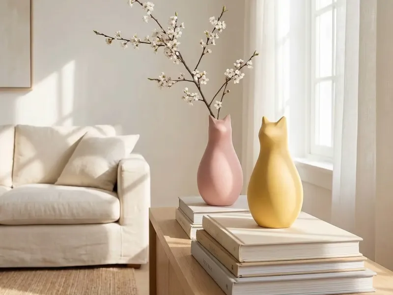 Minimalist Cat Silhouette Vase - Nordic Style