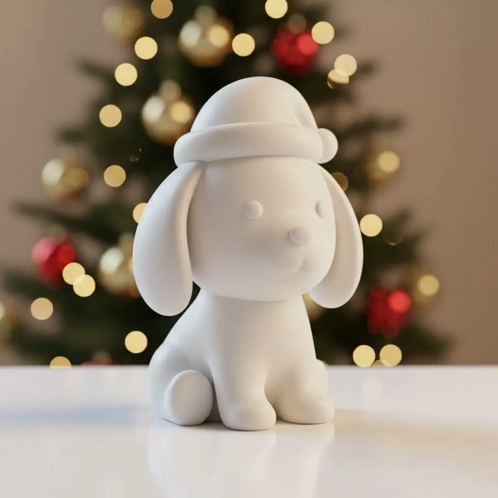 Santa's Little Helper Dog (3D Print Ornament)