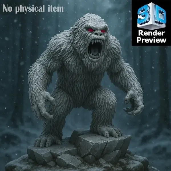Yeti Monster Statue STL | Abominable Snowman 3D Print Model 