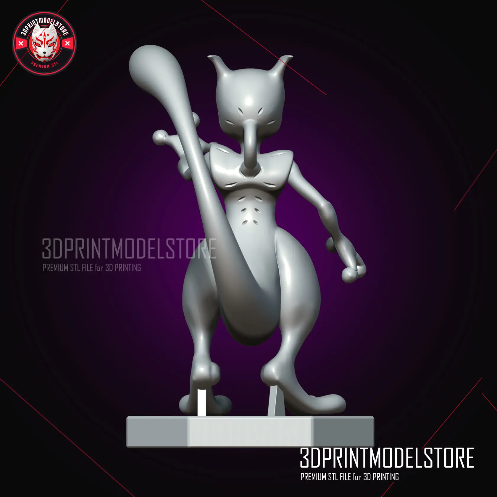 Statua del Pokemon Mewtwo - File STL premium