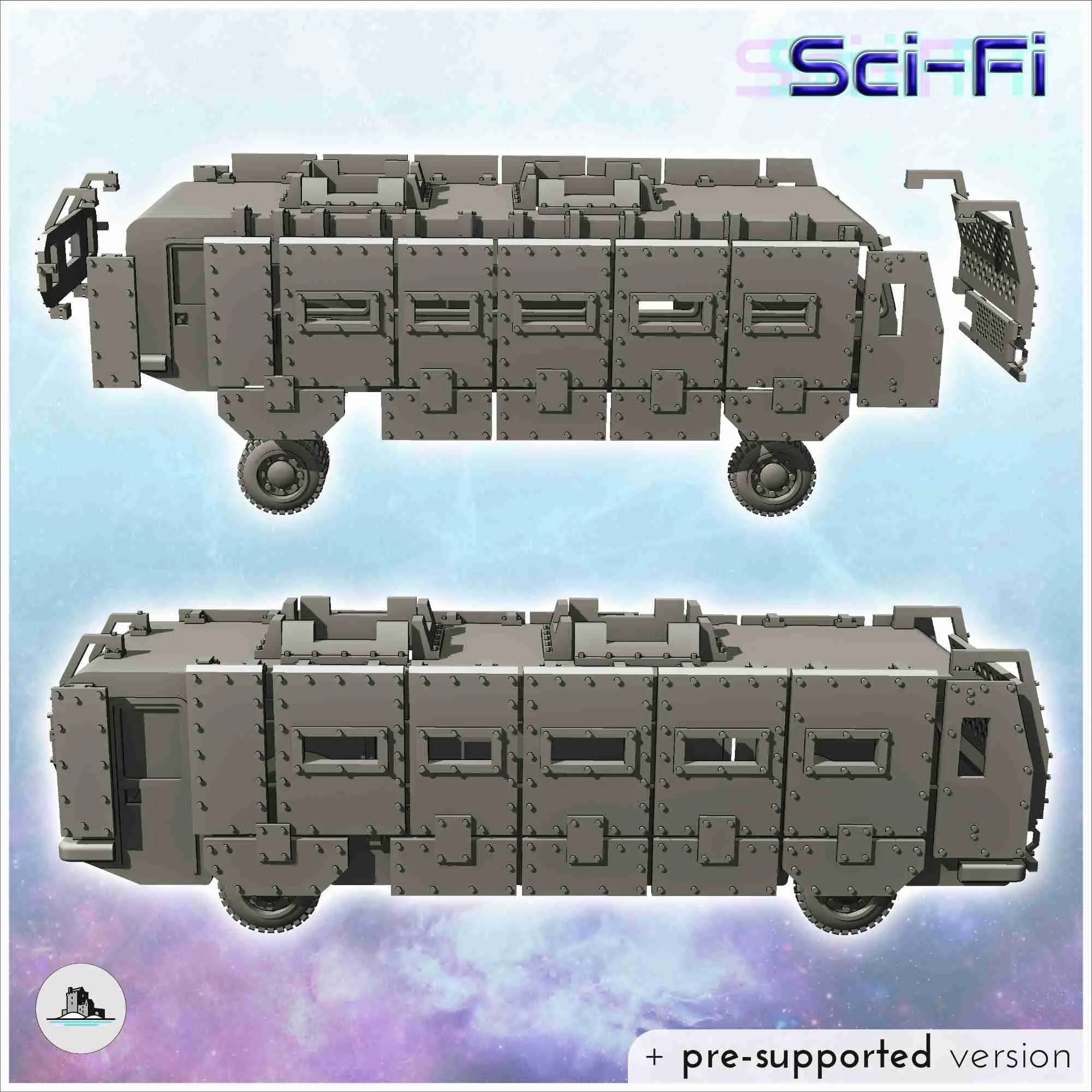 Futuristic post-apocalypse bus with full armor (36) - miniat