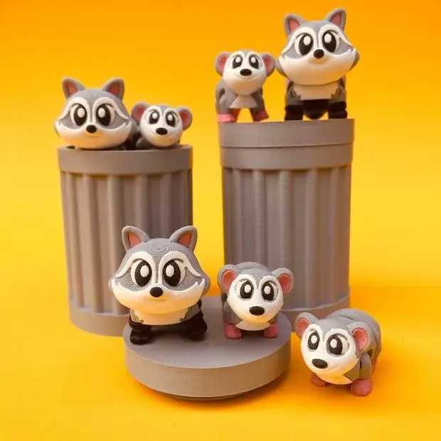 Mapache, Zarigüeya y Bote de Basura Flexi