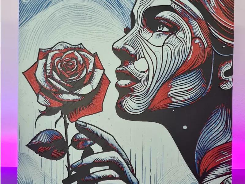 Girl and Rose - Hueforge 200x200