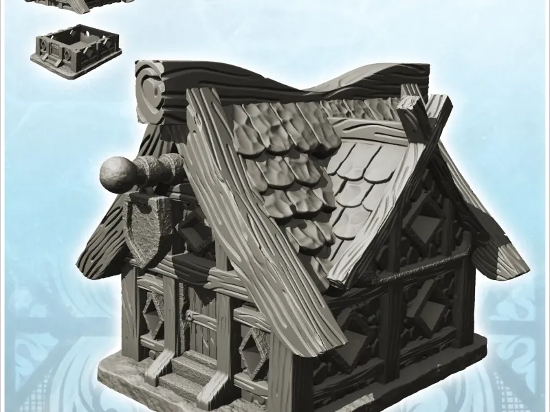 Medieval store with front sign and exposed framework (7) - m