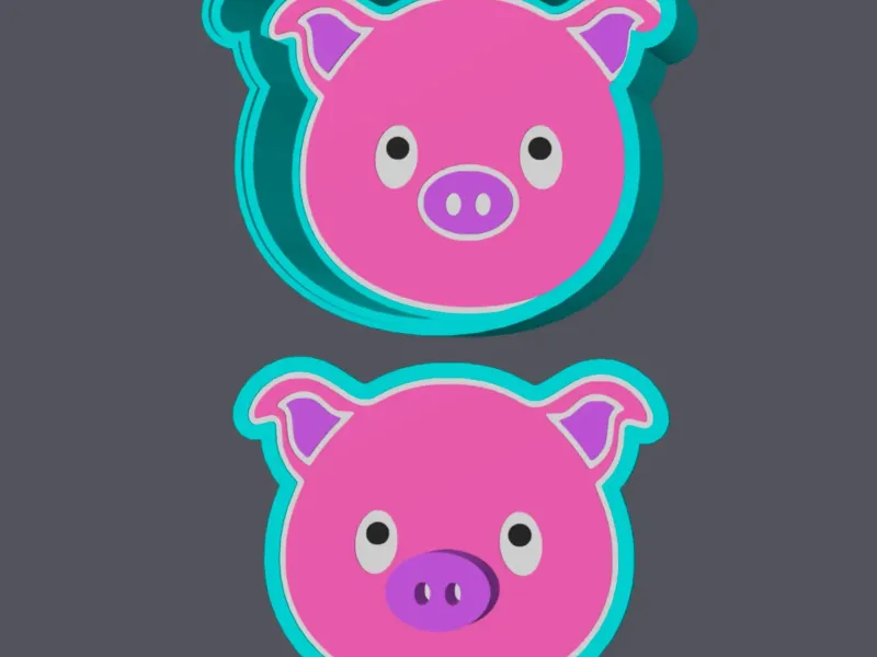 Pig Head - Farm Animals - Shaped Box