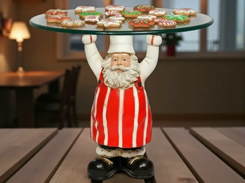 Kerstman Chef - Decoratieve Tafelvoet
