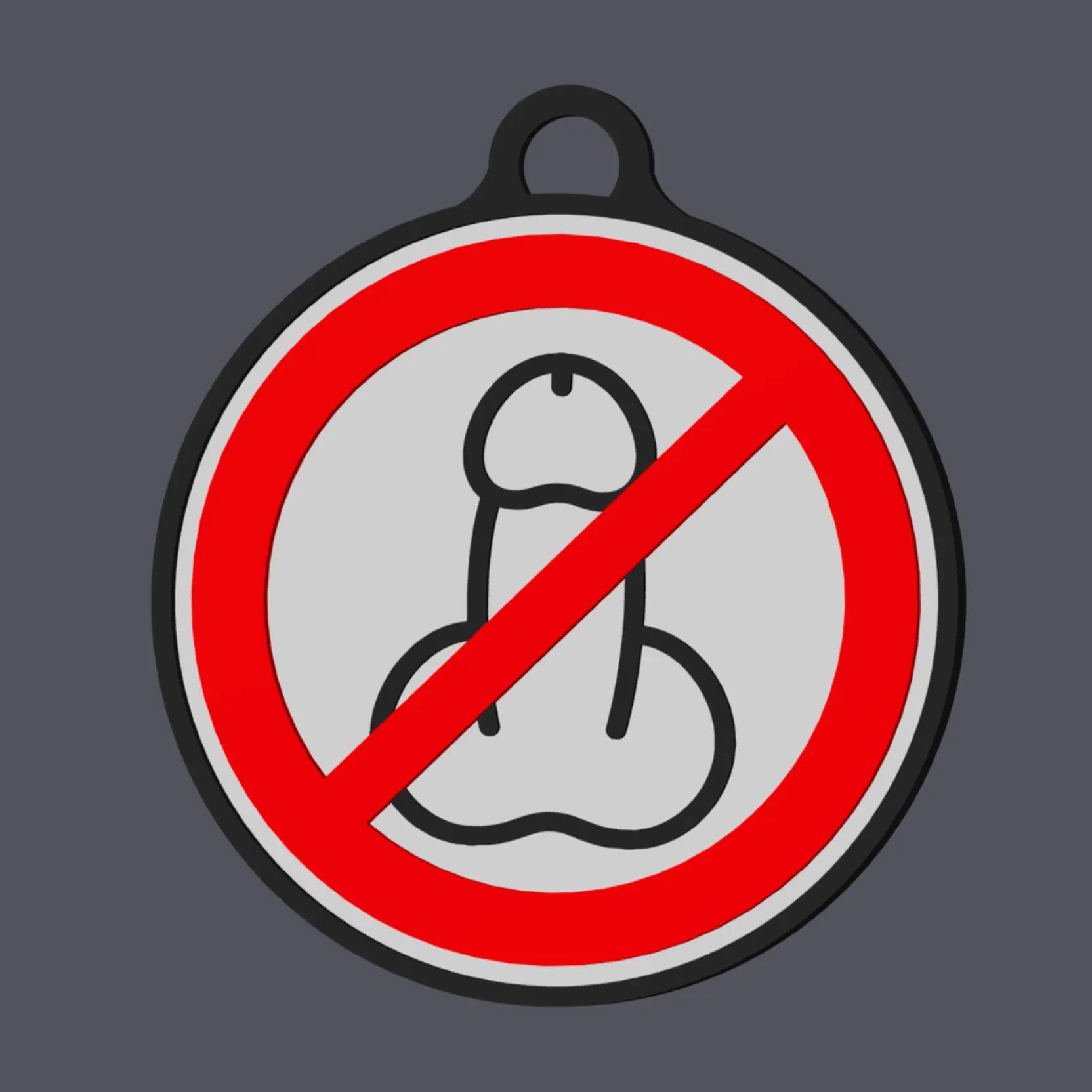 Penis Forbidden - Traffic Sign - Keychain v2