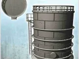 Chemical or industrial oil storage tank with access ladder (-4