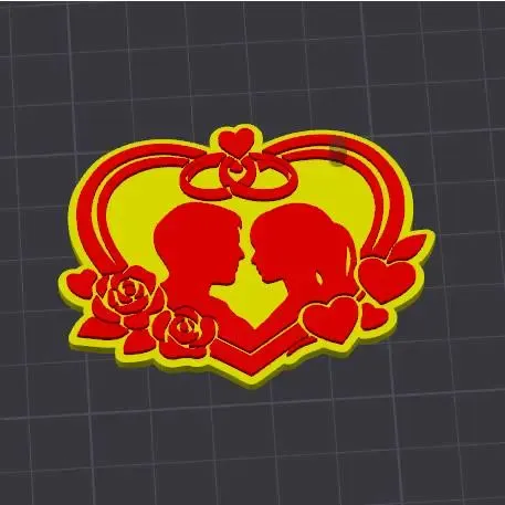 Llavero de Corazones de Pareja Multicolor v1