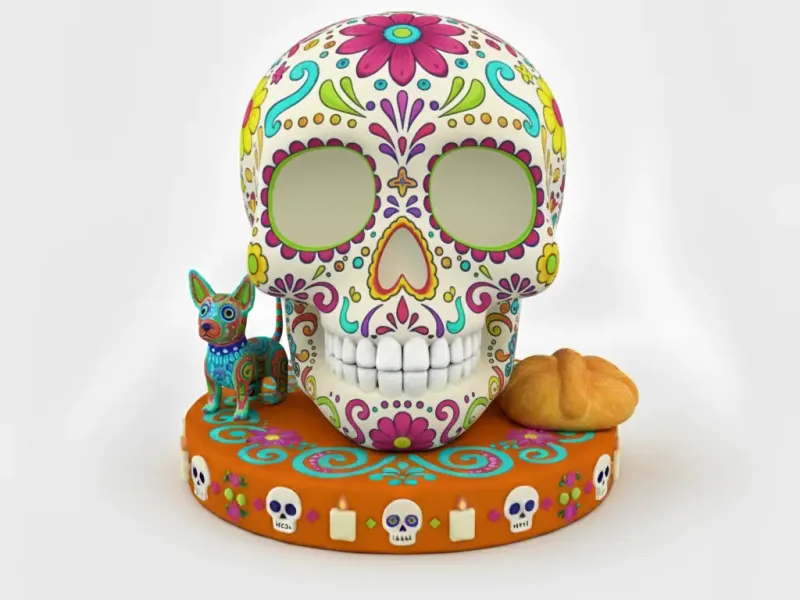 Calaverita de Azúcar Alebrije Perro Día de Muertos