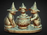 three black cat cauldron tea light  decoration-1