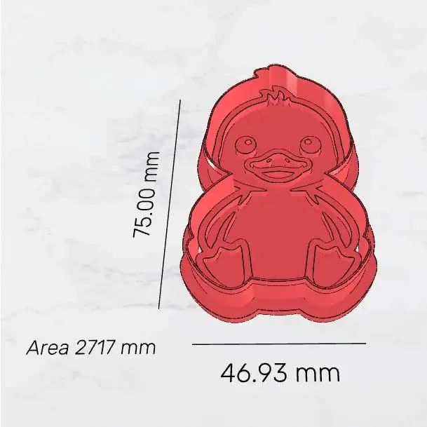 Patito Kawaii Sentado – Cortador de Galletas STL