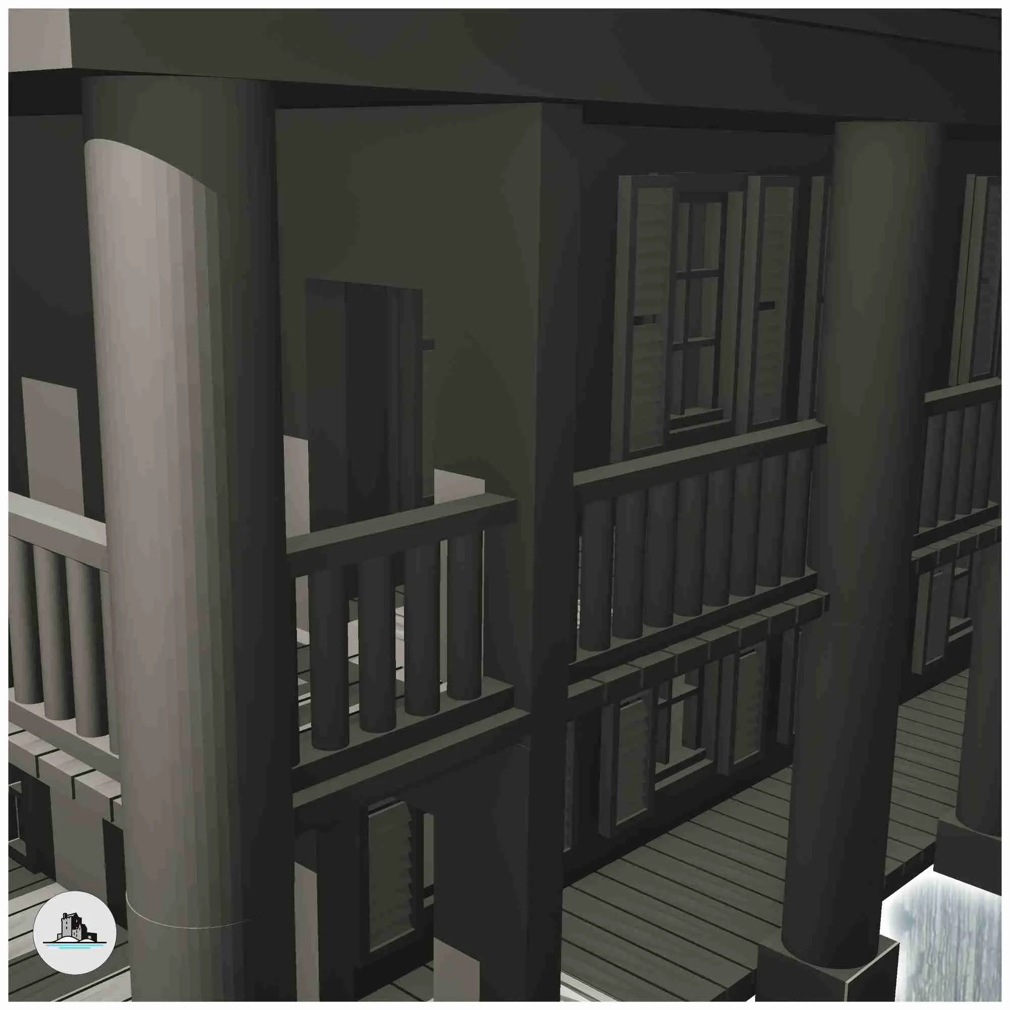 Greek revival western plantation mansion (20) - miniatures A