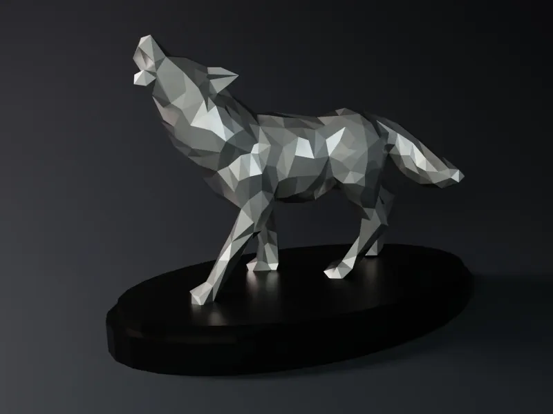 LOW POLY WOLF STATUE