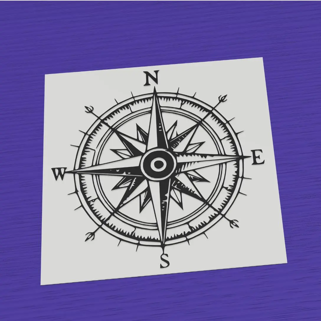 Compass rose vintage navigation black white design