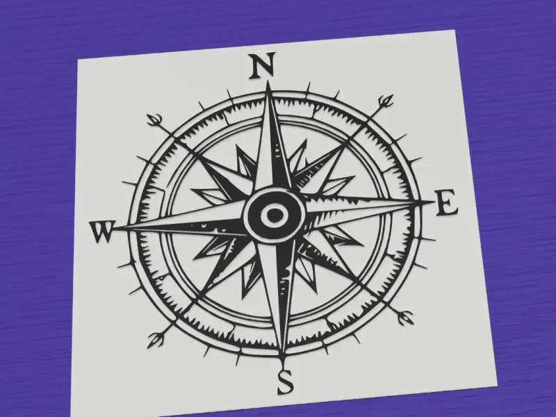Compass rose vintage navigation black white design