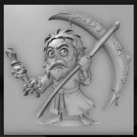 with a scythe