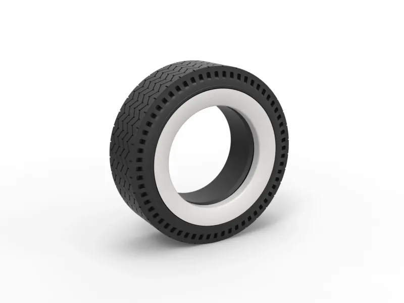 Whitewall rear tire of vintage dragster V10 Scale 1:25