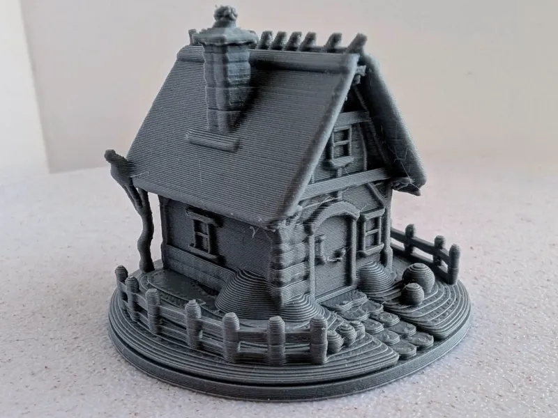 Enchanted Cottage Miniature - Fenced Medieval Fantasy House