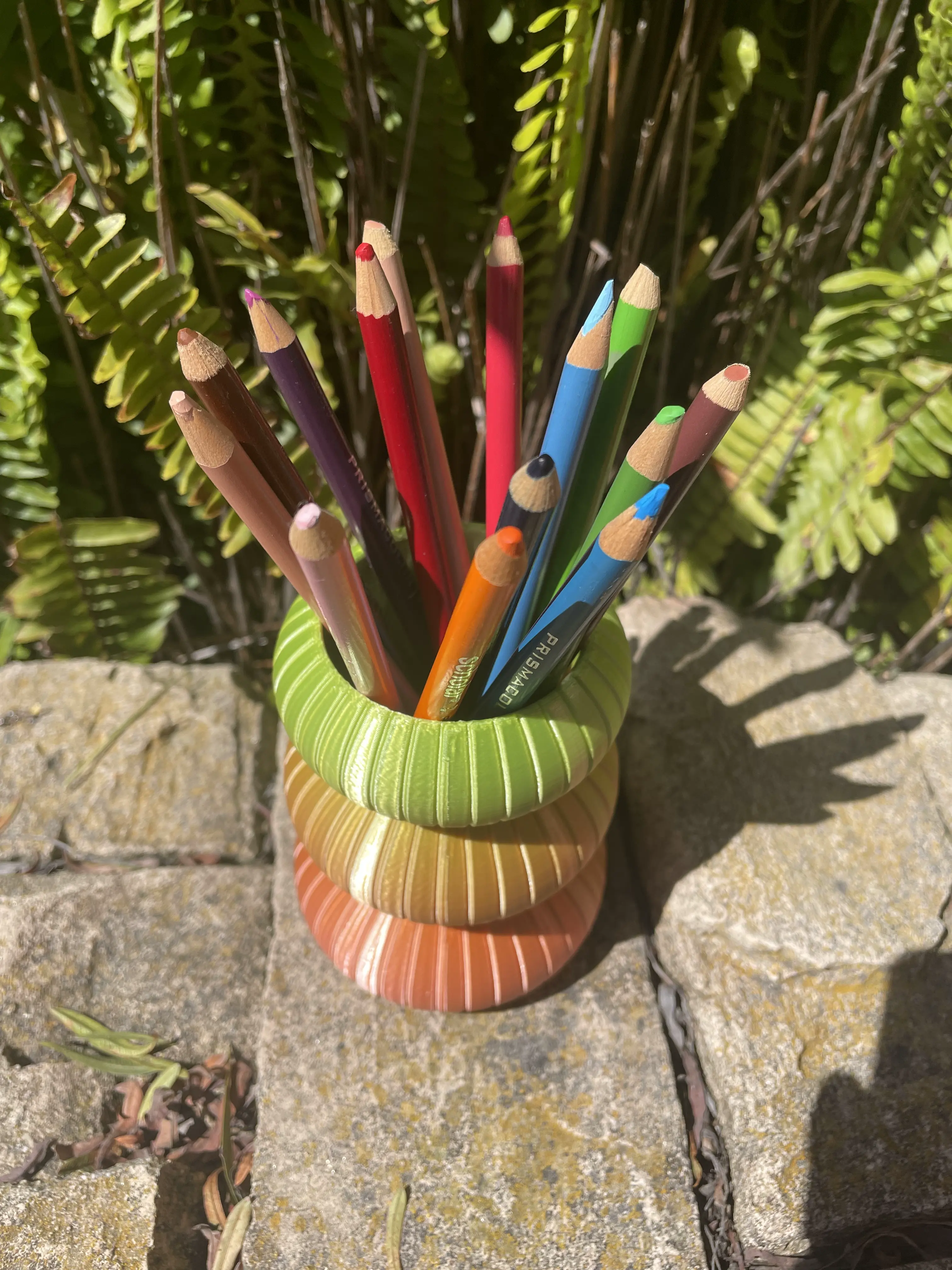 Portapenne originale - Decor a righe, organizzatore da scrivania curvilineo