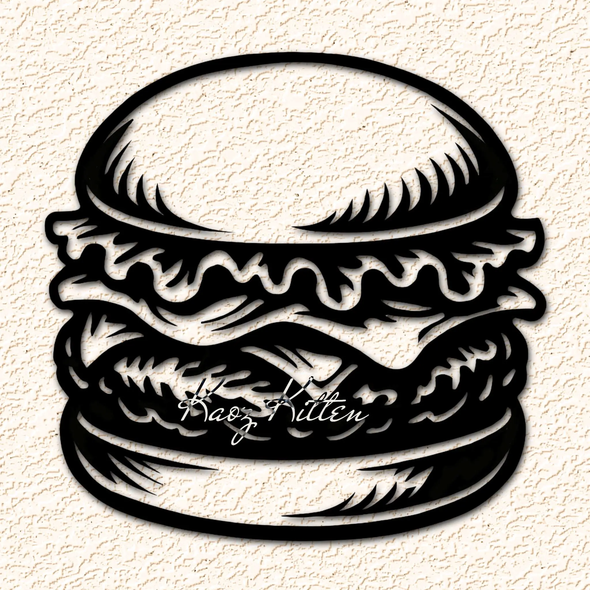 Hamburger Patty Burger Outline Wall Art Home Decor