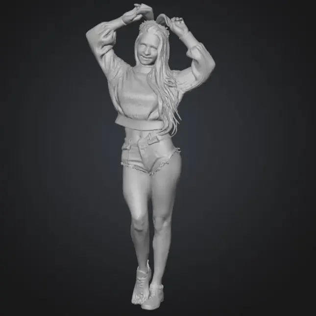 Girl in short shorts and bunny ears