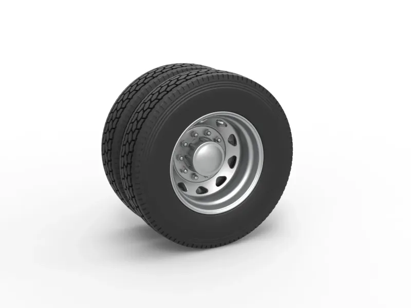 10 Triangular Hole Rear double wheel of semi truck V1 1:25