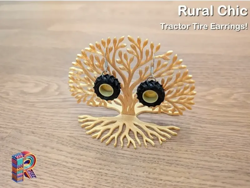 🚜 Rural Chic – Tractor Tire Earrings Inspired by the JD 612