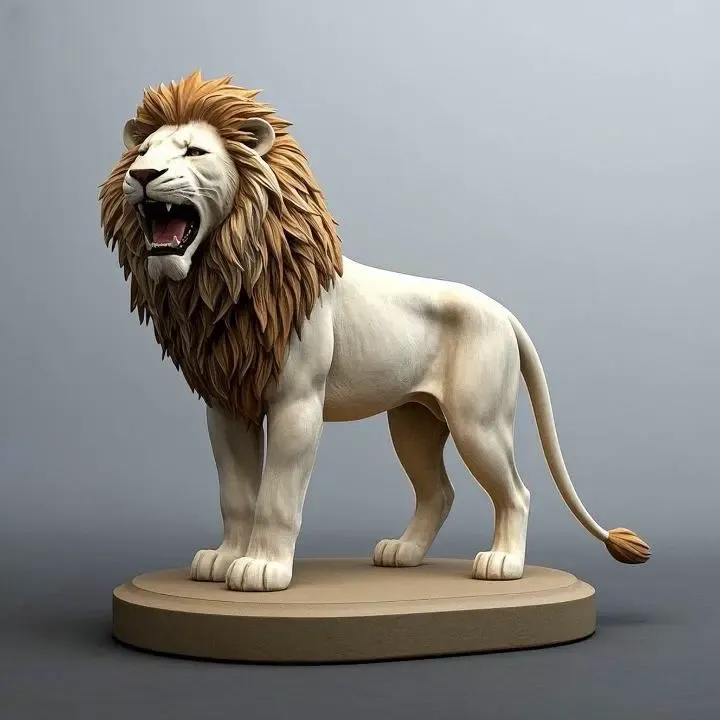 3905  Laughing African Lion with Majestic Mane  3D  STL
