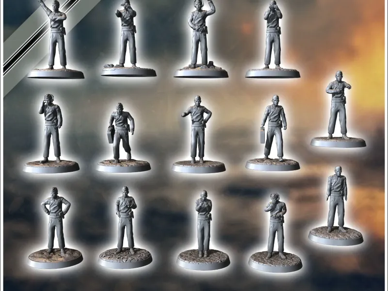 Set di 15 equipaggi di carri armati tedeschi della seconda guerra mondiale - miniature ww2 scheda veicolo