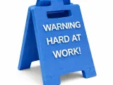 "Warning hard at work" Mini Sign-1