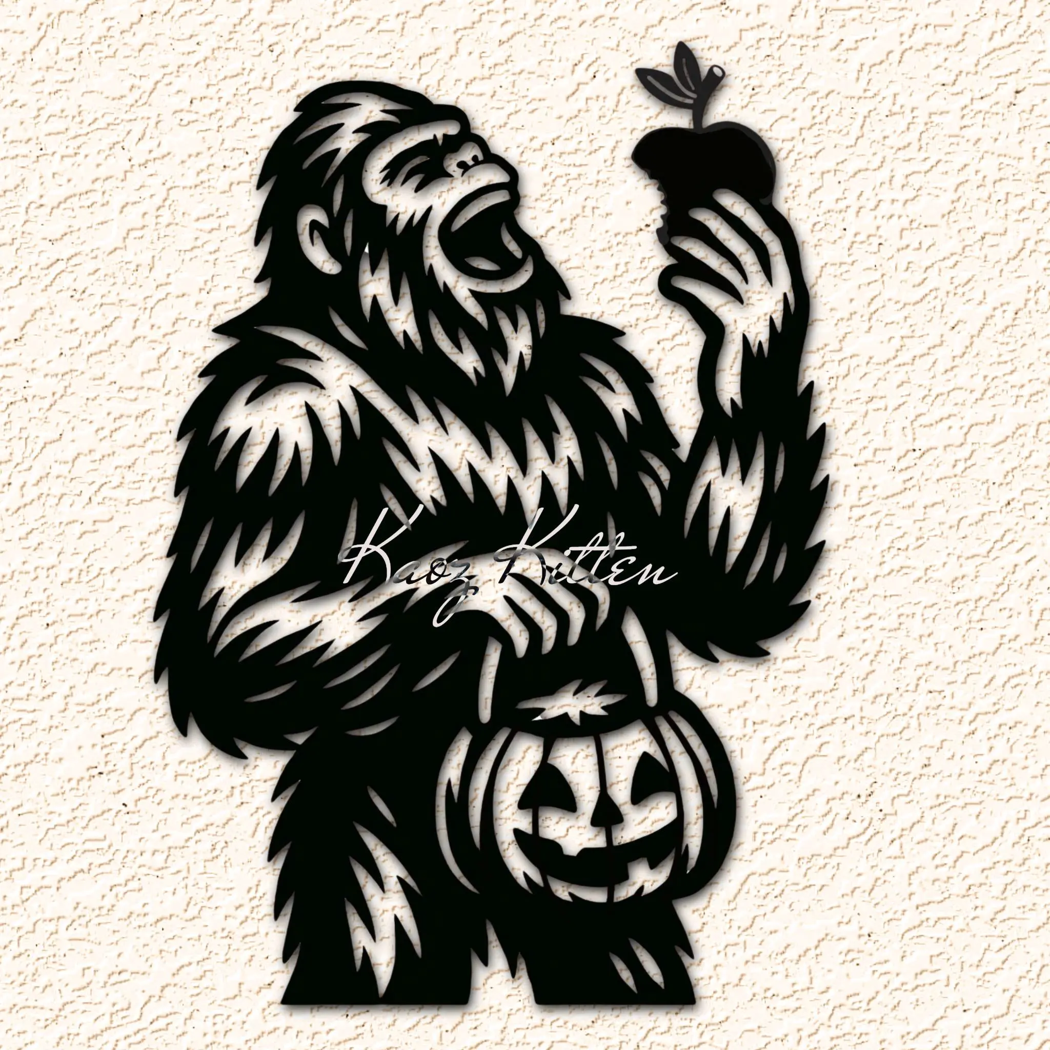 Trick or Treat Sasquatch Yummy Apple Wall Art Home Decor