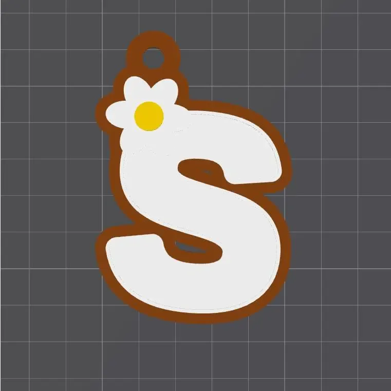 S capital letter flower keychain