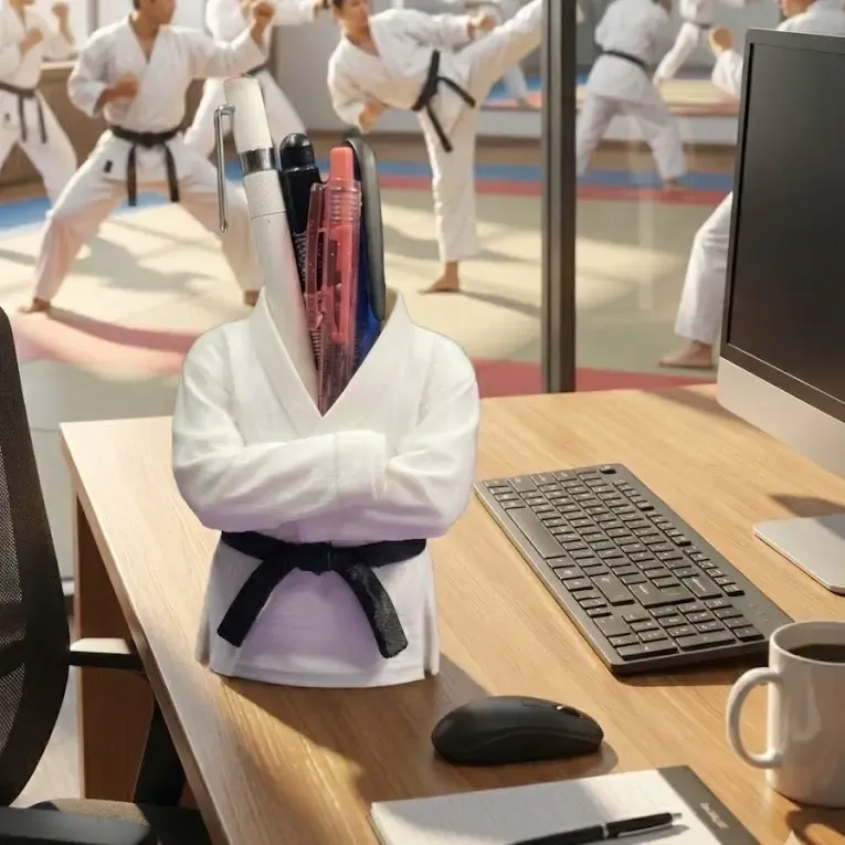 Le Sensei du Bureau : Porte-stylo en Gi d'Arts Martiaux
