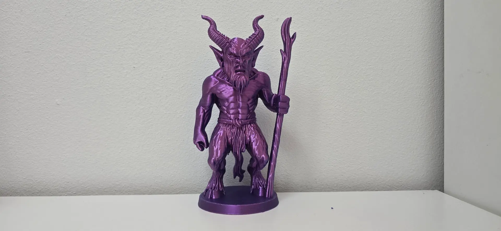 Muscular Krampus with Staff Holiday Figurine