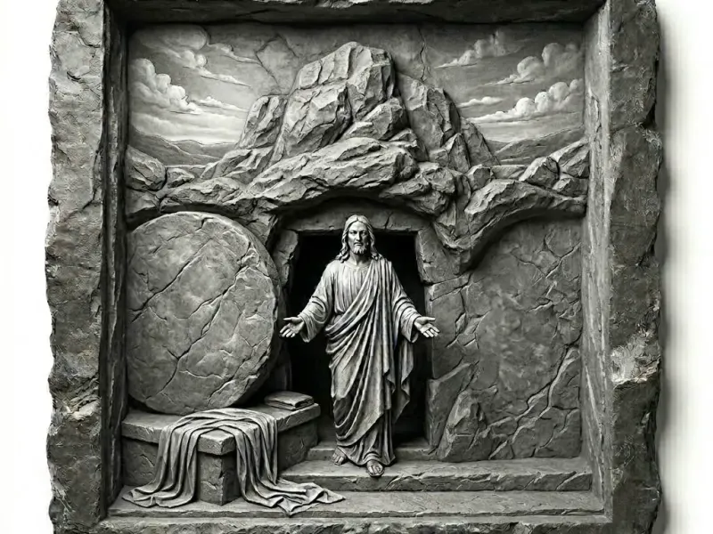 Jesus resurrected in stone