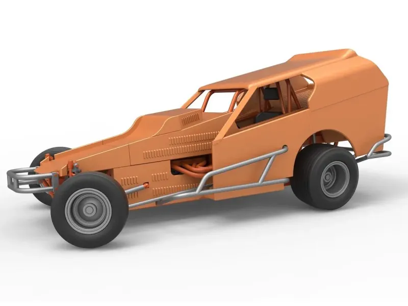 Vintage Dirt Modified stock car Version 3 while turning 1:25