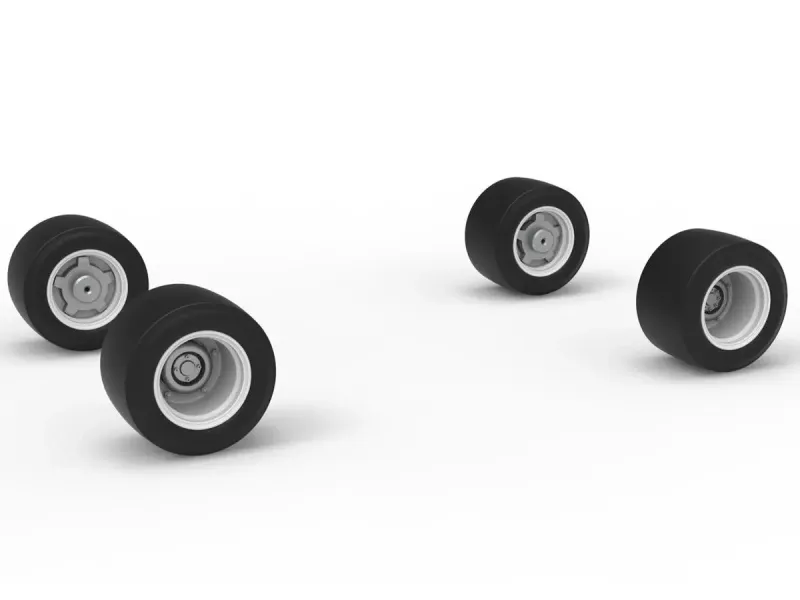 Wheel Set of Vintage Asphalt Modified stock car Scale 1:25