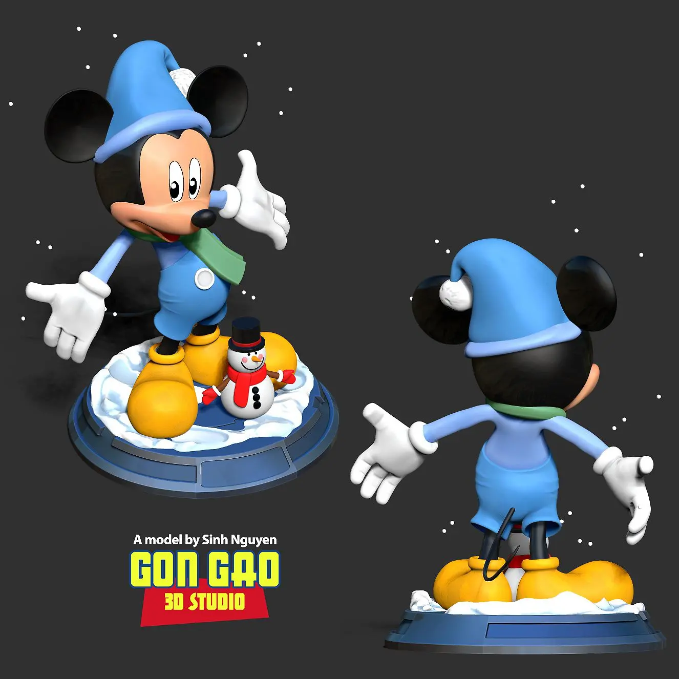 Mickey Mouse in winter