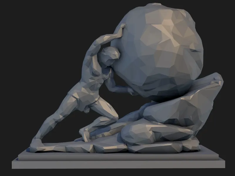 Sisyphus and The Eternal Boulder Statue STL – Low Poly