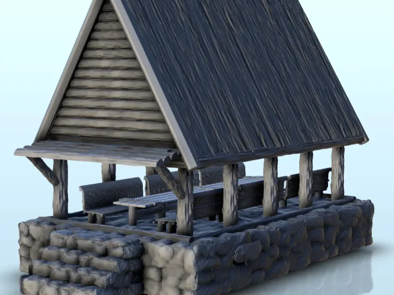 Salle de réception en bois avec socle en pierre (5) - miniatures warha