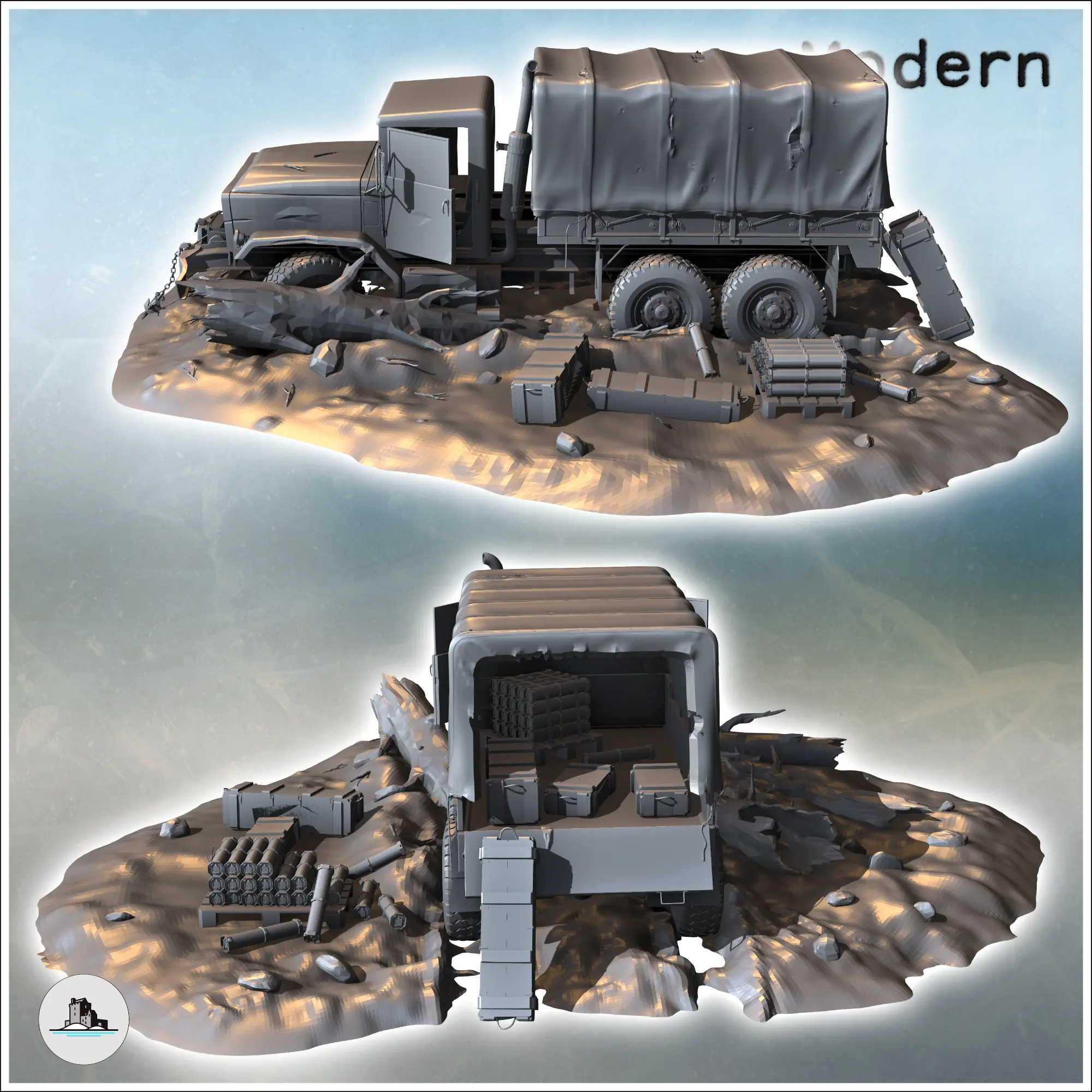 Covered transport truck body with tree trunks (1) - miniatur